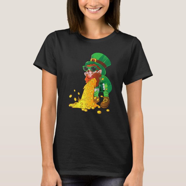 Camiseta Puking Leprechaun Shirt Funny St Patrick's Day Dri (Frente)