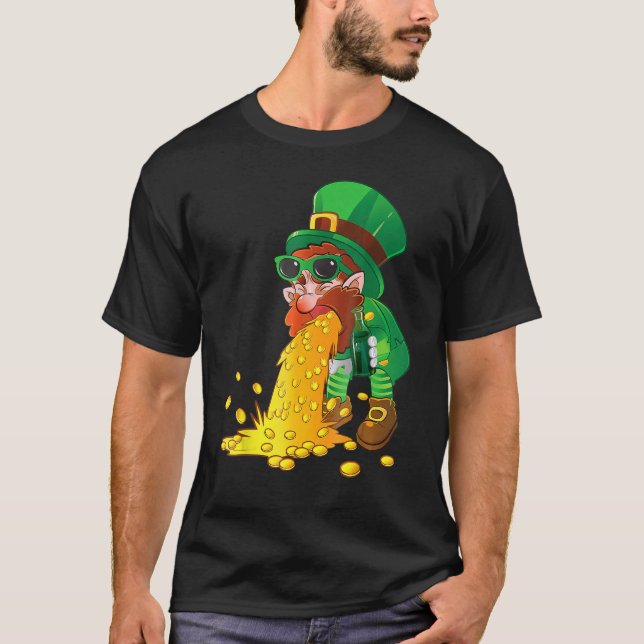 Camiseta Puking Leprechaun Shirt Funny St Patrick's Day Dri (Frente)