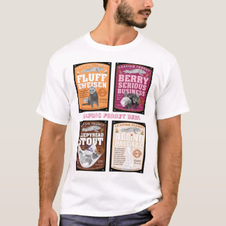 Camiseta Pulando etiquetas da cerveja da doninha