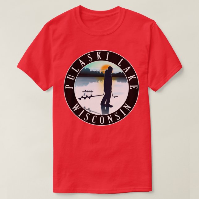 Camiseta Pulaski Lake Wisconsin Pesca De Gelo (Frente do Design)