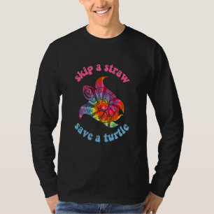 Camiseta Pule Um Canudo Salve Uma Tartaruga Tribal Retro Es
