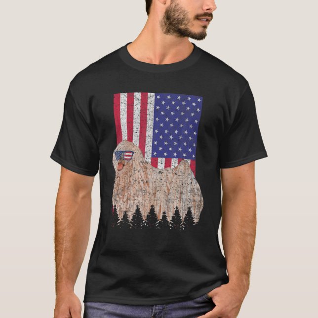 Camiseta Puli Patriotic Dog USA Prioridade American Flag (Frente)