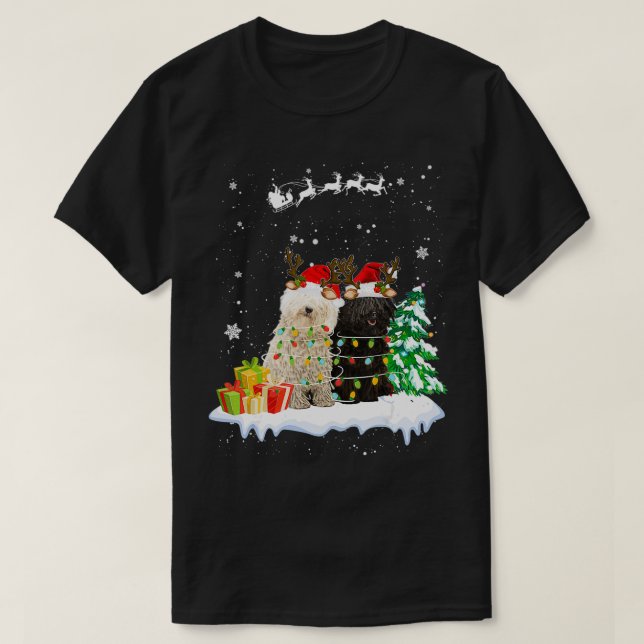 Camiseta Puli Reindeer Xmas Light Enfeites de natal Xmas (Frente do Design)