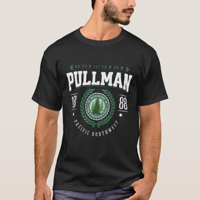 Camiseta Pullman Washington Pine Tree WA Souvenir Retro (Frente)