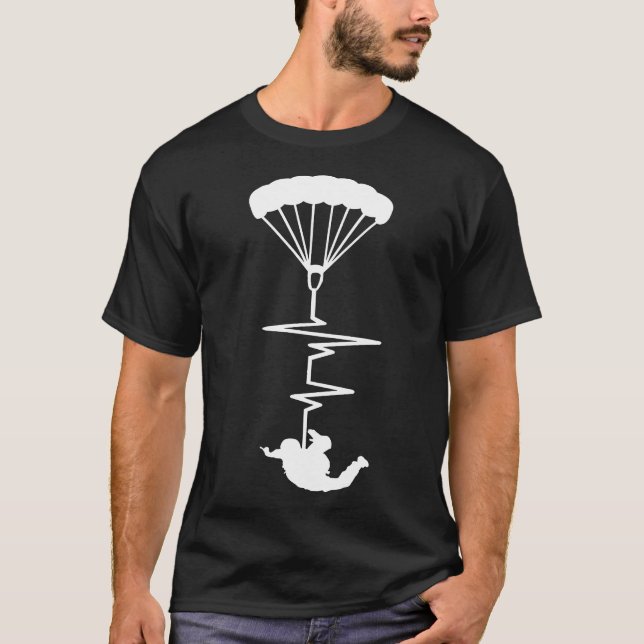 Camiseta Pulo de Paraquedas Coração Batendo Fofo (Frente)