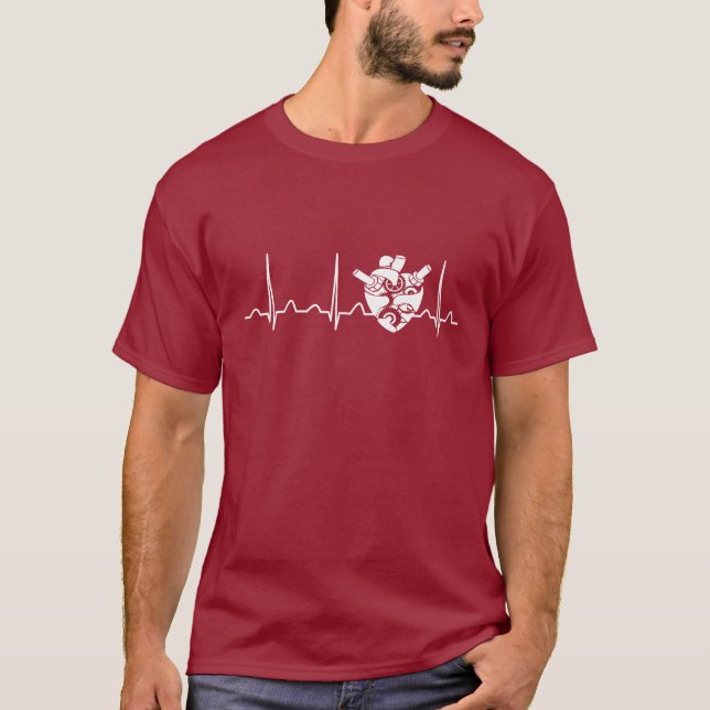Camiseta Pulsação do coração biomedicável do engenheiro (Frente)