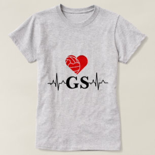 Camiseta Pulsação do coração da posição do jogador eu amo o