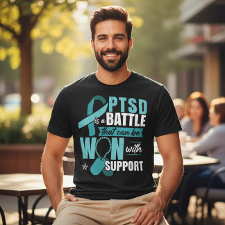 Camiseta Pulseira de Apoio ao TEPT com Fita Azul