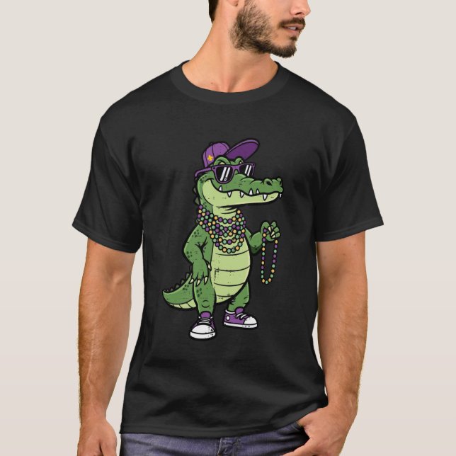 Camiseta Pulseira de Contas de Jacaré para Carnaval Terça-F (Frente)