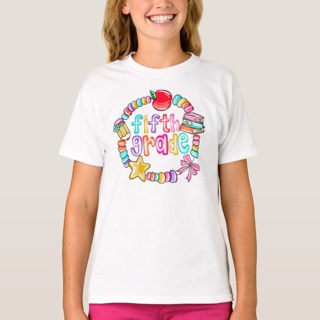 Camiseta Pulseira de Doces Colorida Quinta Série (Frente)