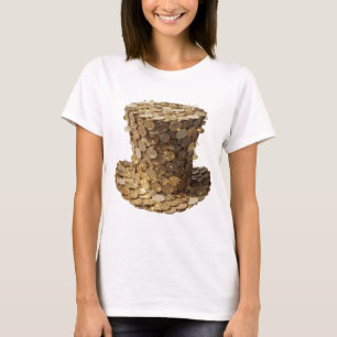 Camiseta Pulseira Prata COINS Douradas CHAPÉU Design Modern