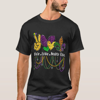 Camiseta Pulseiras de Contas Mardi Gras Paz Amor