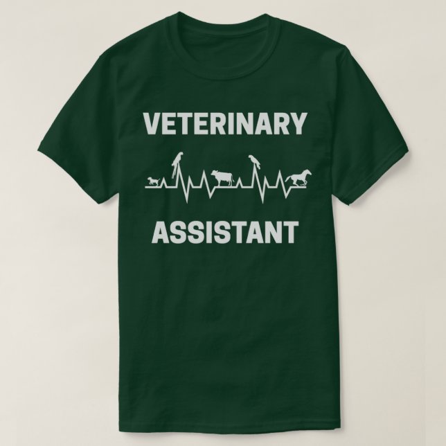 Camiseta Pulso cardíaco auxiliar com animais veterinários (Frente do Design)