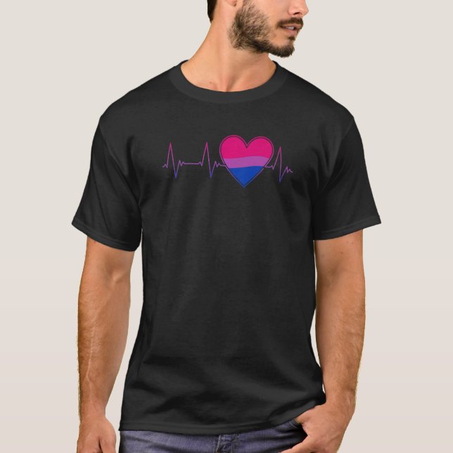 Camiseta Pulso de Bi LGBTQ Pride EKG Bi Bexual (Frente)