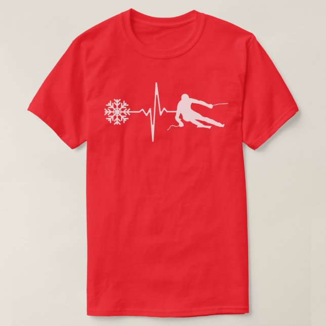 Camiseta Pulso de Coração de Esqui (Frente do Design)