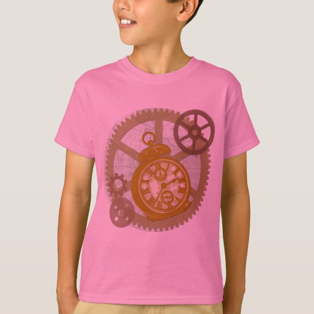 Camiseta Pulso de disparo e engrenagens de Steampunk (Frente)