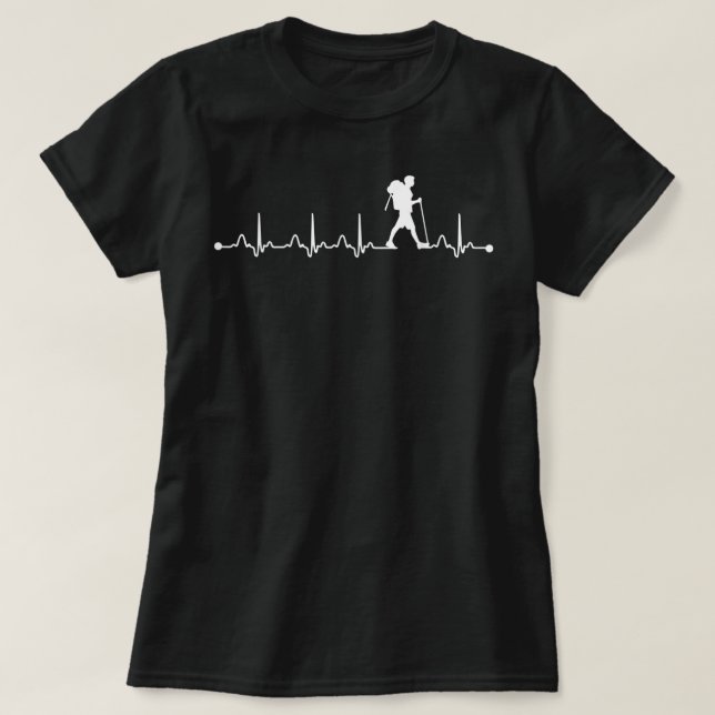 Camiseta Pulso do Pulso EKG Hiker Hiker EKG 1610 (Frente do Design)