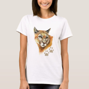 Camiseta Puma do puma da aguarela, leão de montanha, anima