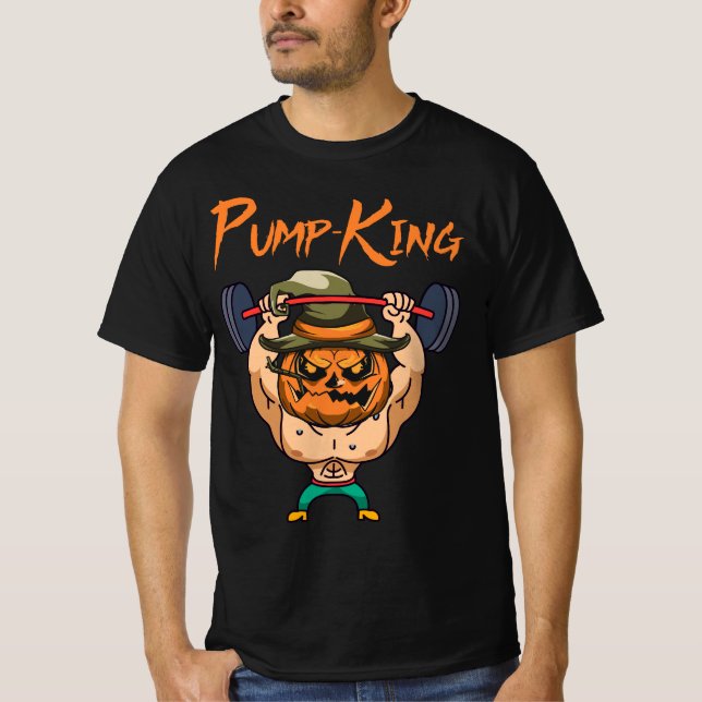 Camiseta Pump King Pumpkin Pun Halloween Costume Gym Peso (Frente)