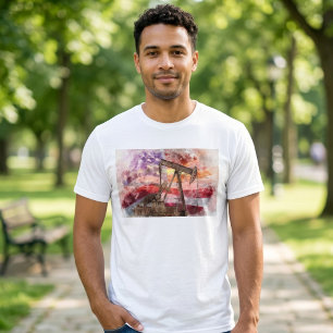 Camiseta Pumpjack silhoucolor com bandeira americana