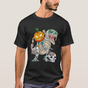Camiseta Pumpkin Andando Mummy Dinossaur T rex Diversão Hal