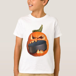 Camiseta Pumpkin Assustador do Halloween Comendo Puck