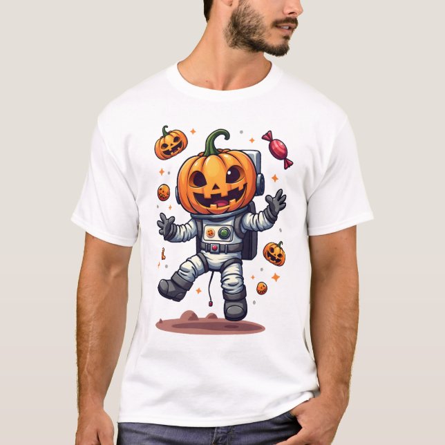 Camiseta Pumpkin Astronaut � Spooky Space Explorer Shirt (Frente)