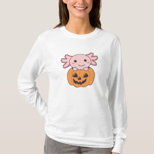 Camiseta Pumpkin Axolotl Amava Animais Doce Para O Hallowee