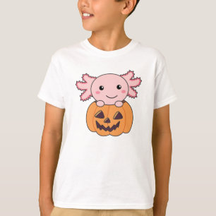 Camiseta Pumpkin Axolotl Amava Animais Doce Para O Hallowee
