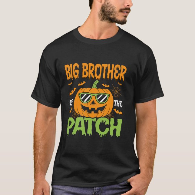 Camiseta Pumpkin Bigirmão da Família Patch Halloween C (Frente)