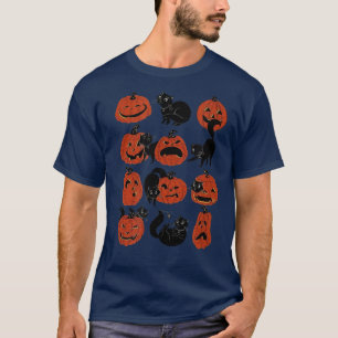 Camiseta Pumpkin Black Cat Halloween Costume Scary Wity Fa