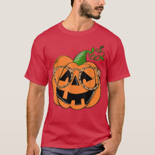 Camiseta Pumpkin Bonito Rosto Engraçado Pumpkin Fora do Hal