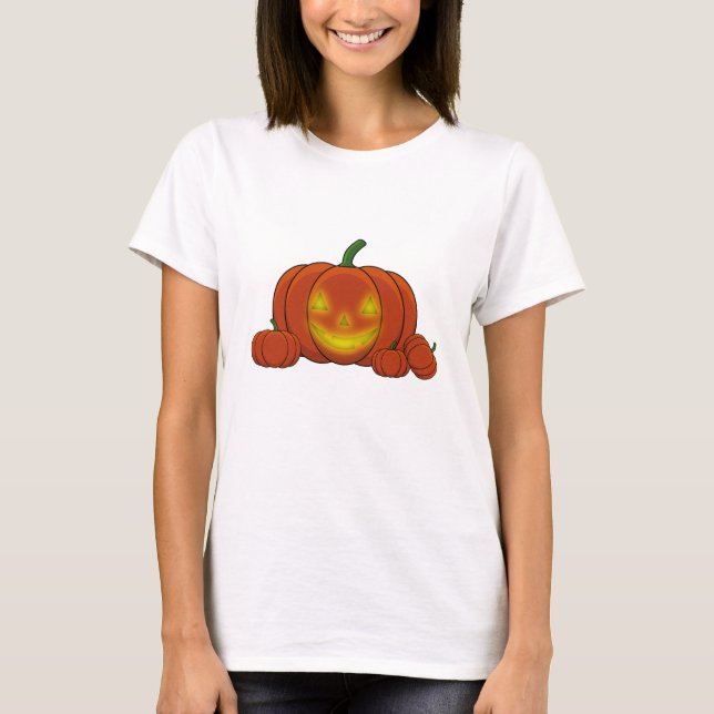 Camiseta Pumpkin brilhante Jack-o'-Lanterna (Frente)