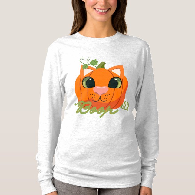 Camiseta Pumpkin Cat Boop O Nariz Longa Folga Teto (Frente)