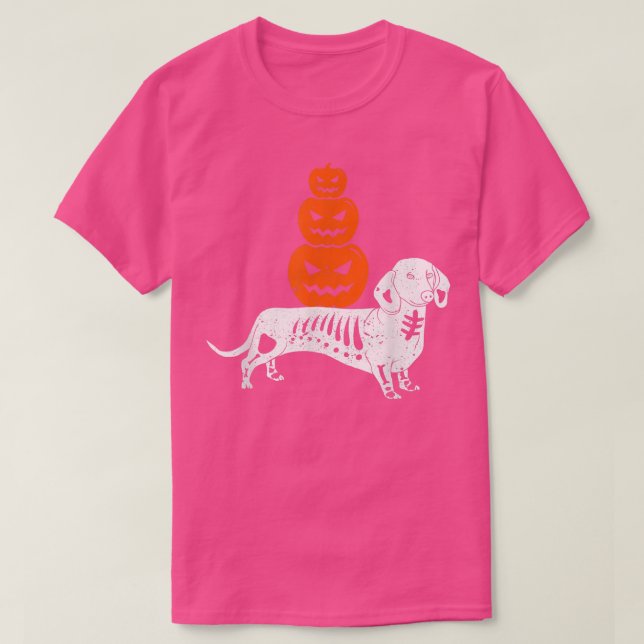 Camiseta Pumpkin Dachshund Funny Halloween Jack O Lantern W (Frente do Design)