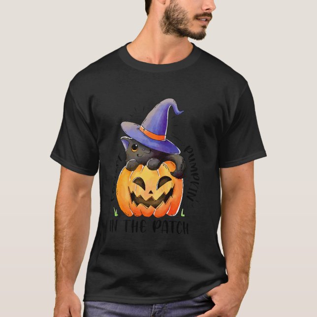 Camiseta Pumpkin De Bruxa De Gato Mais Legal No Patch Jack  (Frente)
