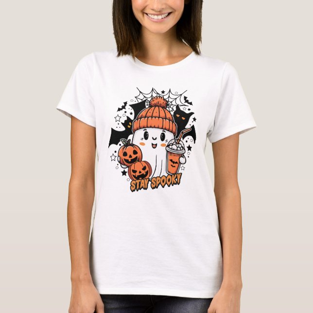 Camiseta Pumpkin de Café Fantasma Retro Cute (Frente)
