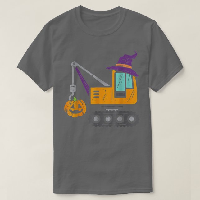 Camiseta Pumpkin De Caminhão-De-Cargueiro De Construção Hal (Frente do Design)