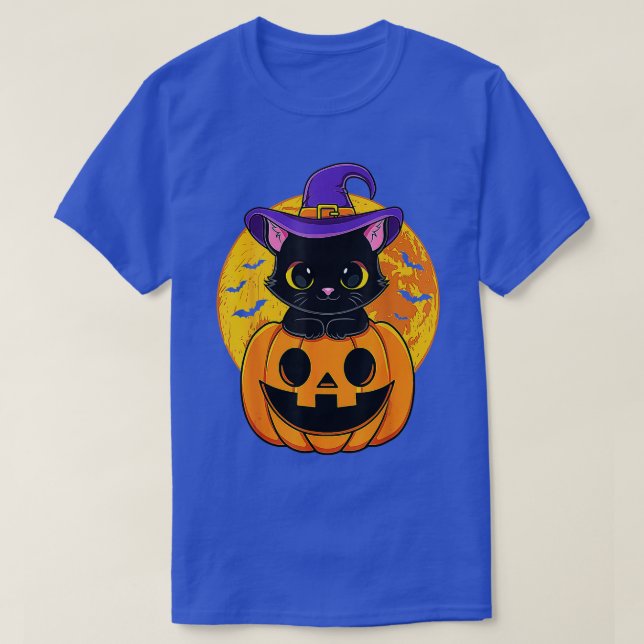 Camiseta Pumpkin De Chapéu De Bruxa Negra De Halloween Para (Frente do Design)