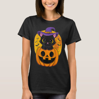 Camiseta Pumpkin De Chapéu De Bruxa Negra De Halloween Para
