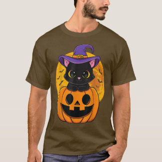 Camiseta Pumpkin De Chapéu De Bruxa Negra De Halloween Para