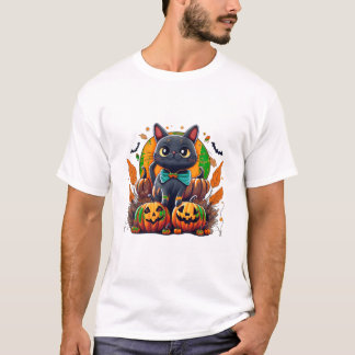 Camiseta Pumpkin de Costume de Gato Halloween
