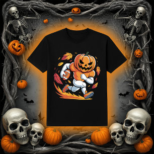 Camiseta Pumpkin De Futebol De Halloween Em Execução