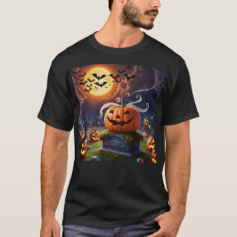 Camiseta Pumpkin de Halloween num Headstone