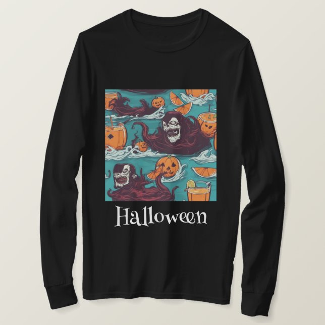 Camiseta Pumpkin de Mau do Assustador do Halloween (Frente do Design)
