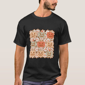 Camiseta Pumpkin De Queda Retroativa Com Flores Sorrindo De