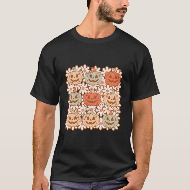 Camiseta Pumpkin De Queda Retroativa Com Flores Sorrindo De (Frente)