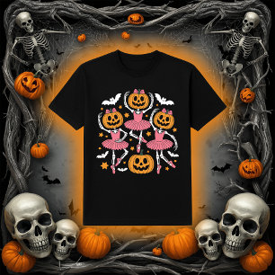 Camiseta Pumpkin do esqueleto do balé   Dança Rosa Tutu