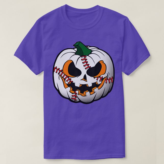 Camiseta Pumpkin Do Jogador De Beisebol Para O Halloween Pa (Frente do Design)