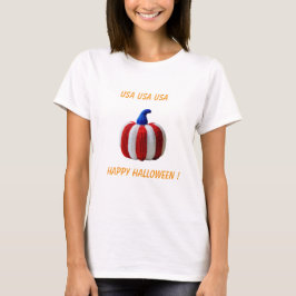 Camiseta Pumpkin do Yarn Patriótico Vermelho Branco e Azul